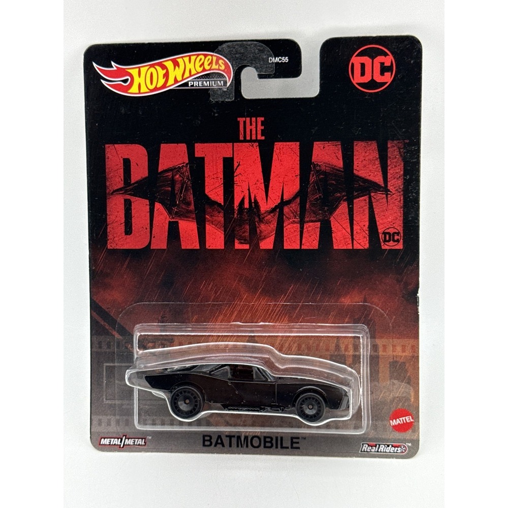 Hot Wheels Premium Batmobile Batman Die Cast Car Black Metal Real Riders DC Toys